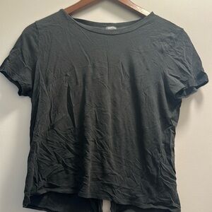Aerie soft workout shirt black crop open back tie size small